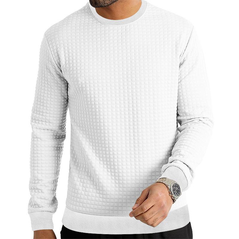 Autumn and Winter Men's Long-sleeved T-shirt Solid Colour Round Neck Knit Shirt Slim Small Square Men's Internal Bottoming Shirt