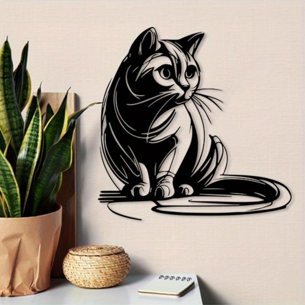 Vintage Black Cat Metal Wall Decor, Weatherproof Iron Sculpture for Indoor Outdoor, Gift for Cat Lovers