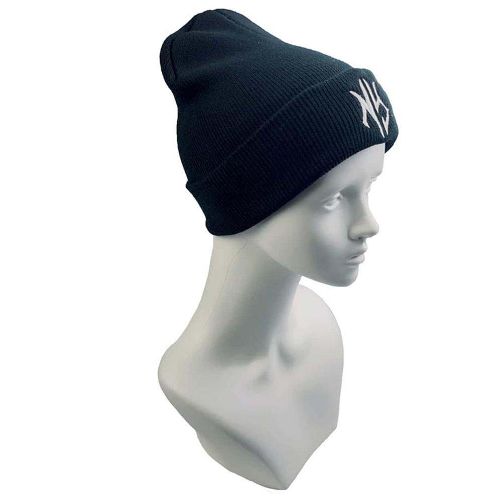 1pcs Hip Hop Embroidered Beanie Hats For Men Women Winter Warm Stretchable High Quality Knit Hat Couple Gift Accessories Black W