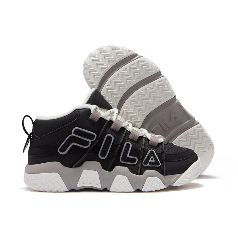 Fila Fusion Buster Mid Top Retro Basketball Shoes Women Sneaker Black White T12W443221FBS
