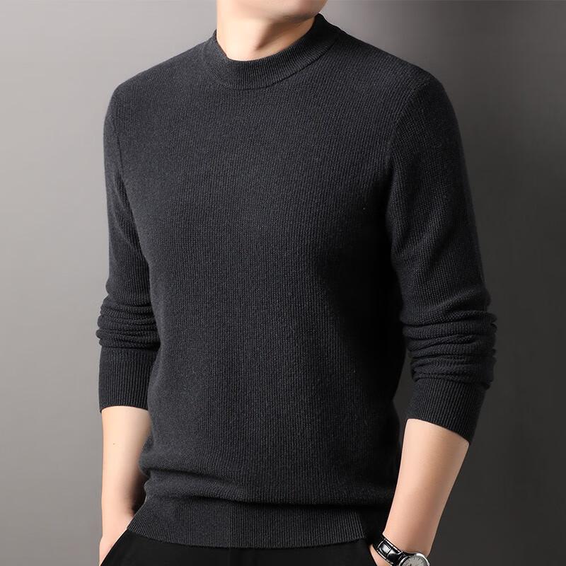 Hengyuanxiang Men's Cashmere Blend Striped Round Neck Sweater