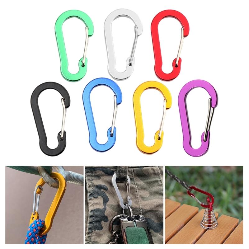 5Pcs D-Shape Carabiner Hook Multi-Uses Aluminum Alloy Snap Spring Carabiner Clip