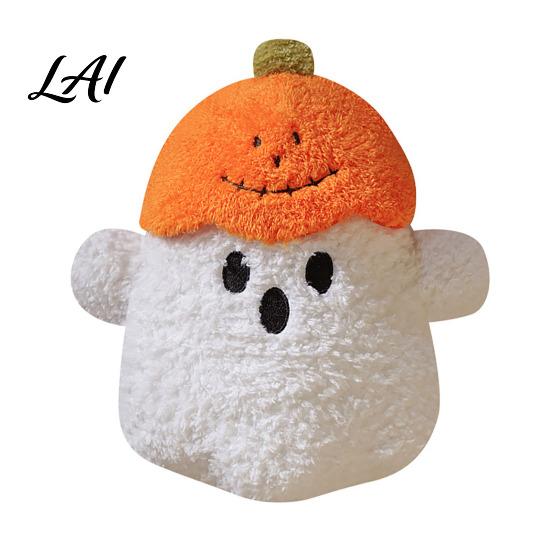 Fluffy Decorative Throw Pillow Pumpkin Ghost Plush Doll Soft Stuffed Toy for Halloween Decoration Spooky Cute Room Decor Pillow Holiday Gift