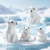 Handmade Project Supplies 4Pcs Mini Polar Bear Figurines, Miniature Mother and Baby Ornaments, Desktop Decoration for Home Cute Animal Statues, Micro