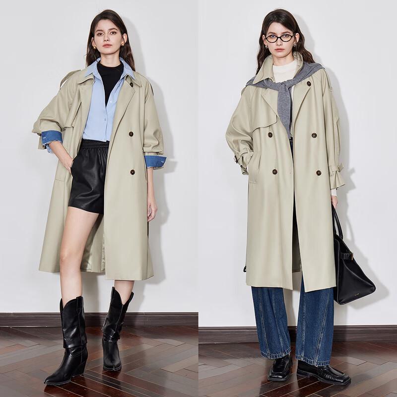 Chuyu Women's 2025 Winter Mid-Length Loose Trench Coat