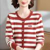 Mom's 2025 Autumn Striped Long-Sleeve Knit Sweater for Middle-Aged & Elderly Women