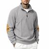 Men's Half-Zip Hooded Long Sleeve Loose Fit Sweatshirt with Paneled Stitching