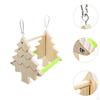 Parrot Double Sided Mirror Stand Cage Accessory Decor Standing Chewing Hanging Wooden Bird