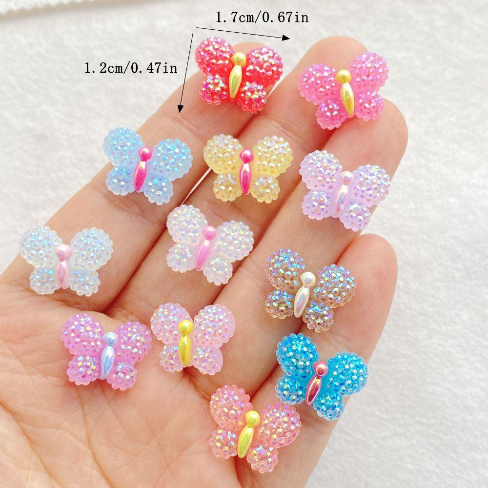 30pcs Colorful Resin Kawaii Mini Painted Shiny Butterfly Nail Art Flat Back Stone Figurines Scrapbook DIY Jewelry Decor Crafts
