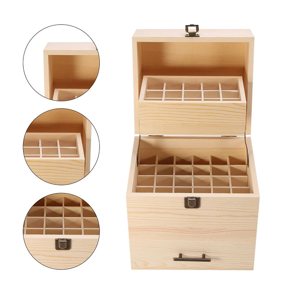 59Slots Essential Storage Box Wooden Oil Case Organizer Container Aromatherapy