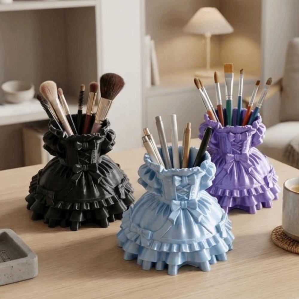Aesthetic 3D Printed Princess Dress Storage Box Cute Style Large Capacity Pen Holder Eco-Friendly PLA Makeup Brush Holder Dorm