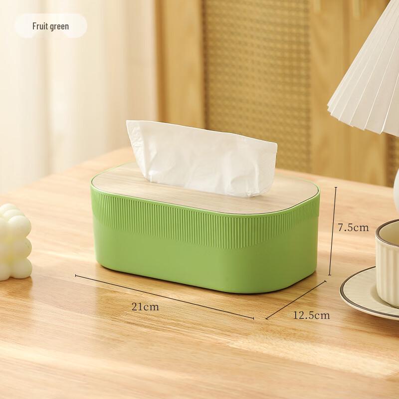 Multifunctional Plastic Tissue Box with Wooden Lid