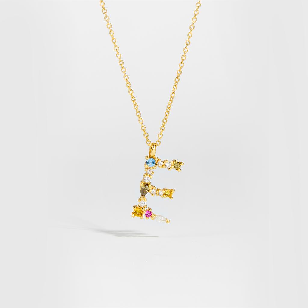 925 Sterling Silver Gold Letter M Pendant Initial F Alphabet Necklace Monogram Opals 2020 Women Accessories Jewelry