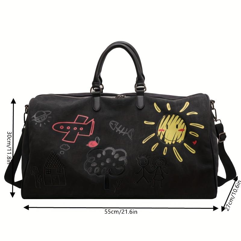1 Stück Retro-Mode, leichte Reisetasche, Fitness-Einkaufstasche mit großer Kapazität, niedlich bedruckte Reißverschlusstasche für Geschäftsreisen, Schwimmen, Outdoor-Sport