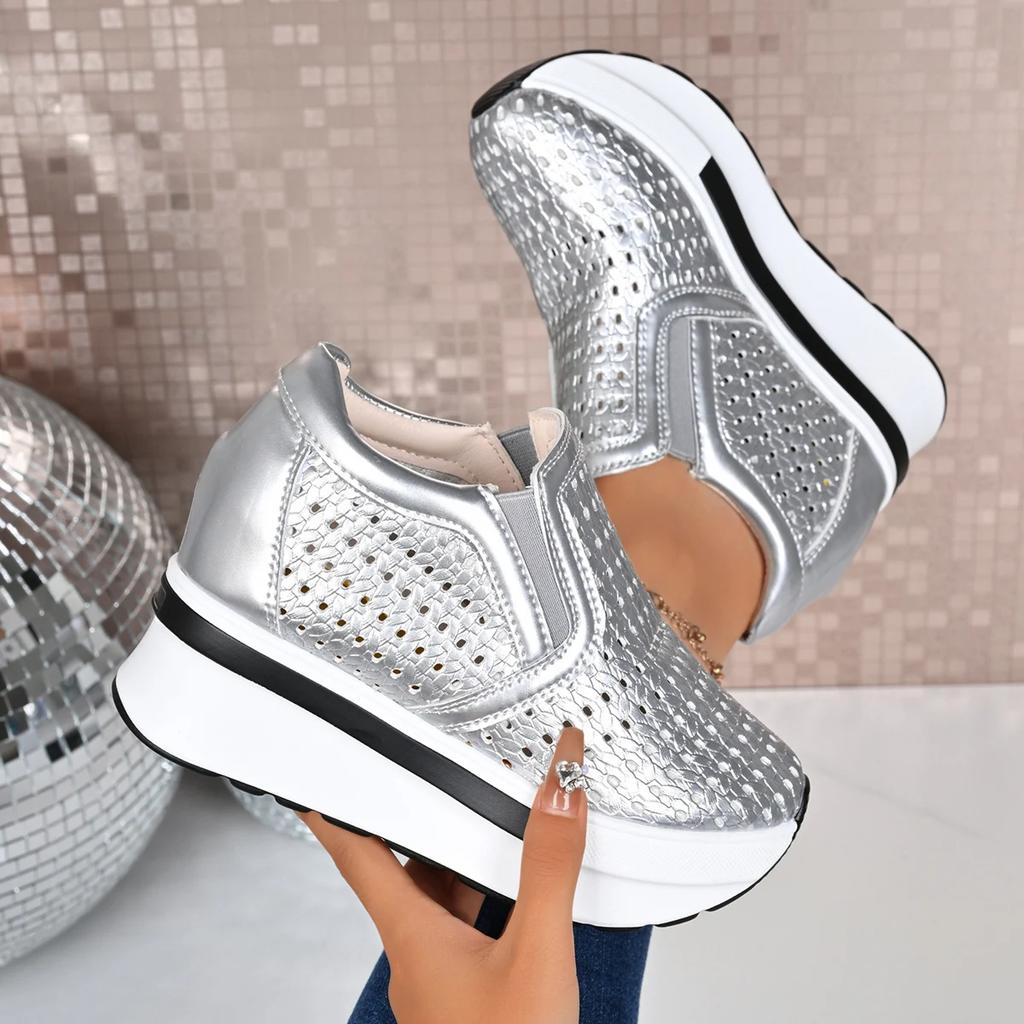 Fashion Women Sneakers 2025 New Hollow Out Designer Sneakers Women Autumn Chunky Platform Casual Shoes Slip on Non Slip Shoes Women