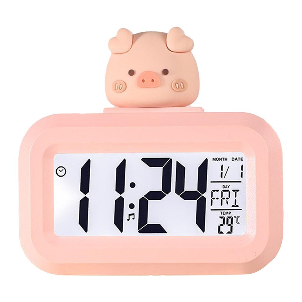 Electronic Clock Cute Cartoon LED Screen Desktop Electronic Alarm Data Time Calendar Temperature Clock