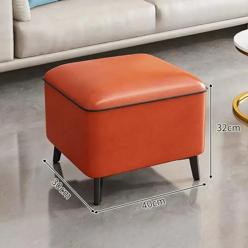 Stolička Domácí lehká luxusní nízká stolička Dveřní boty Převlékací stolička Čtvercová stolička Obývací pokoj Pohovka Boční lavice Kožené taburetky Pouf
