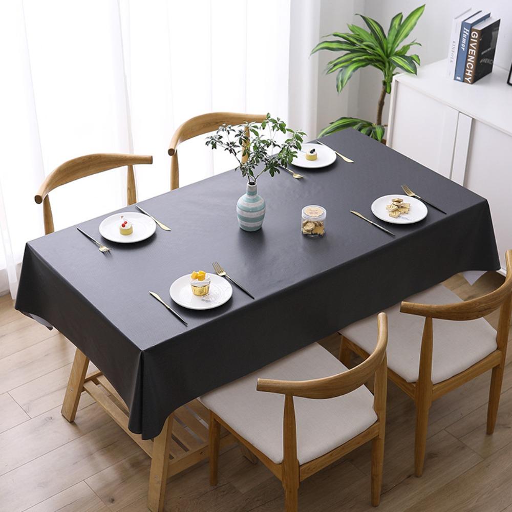Durable Solid Color PVC Tablecloth Thickened Waterproof Square Table Cover Oil Proof Anti-scalding Table Cloth Table
