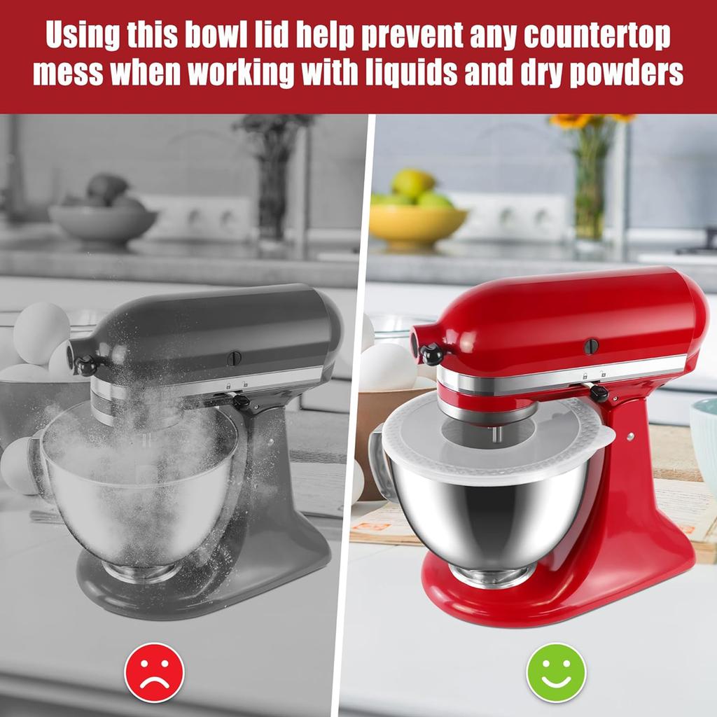 Stand Mixer Bowl Lid Accessory Mixer Bowl Cover Kitchen Baking Tool Plastic Texture Suitable for 4.5QT And 5QT Mixers