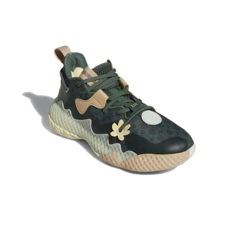 Adidas Harden Vol. 6 J Green Oxide Monogram Kids Sneakers Almost-Yellow Linen-Green GV7058