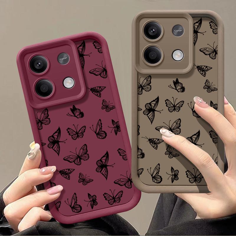 Модный черный чехол с узором бабочки для Xiaomi 13T 11T Pro Poco F6 X6 Redmi Note 13 12 — фото 4