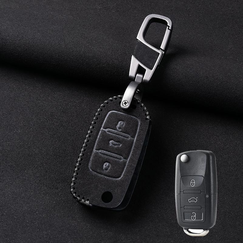 

Suede Leather Car Key Cover Case For Volkswagen VW Polo Tiguan Golf 4 5 Jetta Beetle Scirocco Passat Car KeyChain чорний