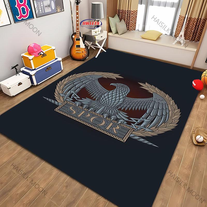 Tappeto con Stampa Logo Romano Vintage Classico Soggiorno Camera da Letto Ufficio Comodino Bagno Tappetini Pavimento Decorazione Casa Tappeto Regalo Arrivo Rapido
