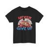 Men Casino Graphic T Shirt Never Give Up Roulette Poker Cards Chips Money Vintage Streetwear Funny Tee
