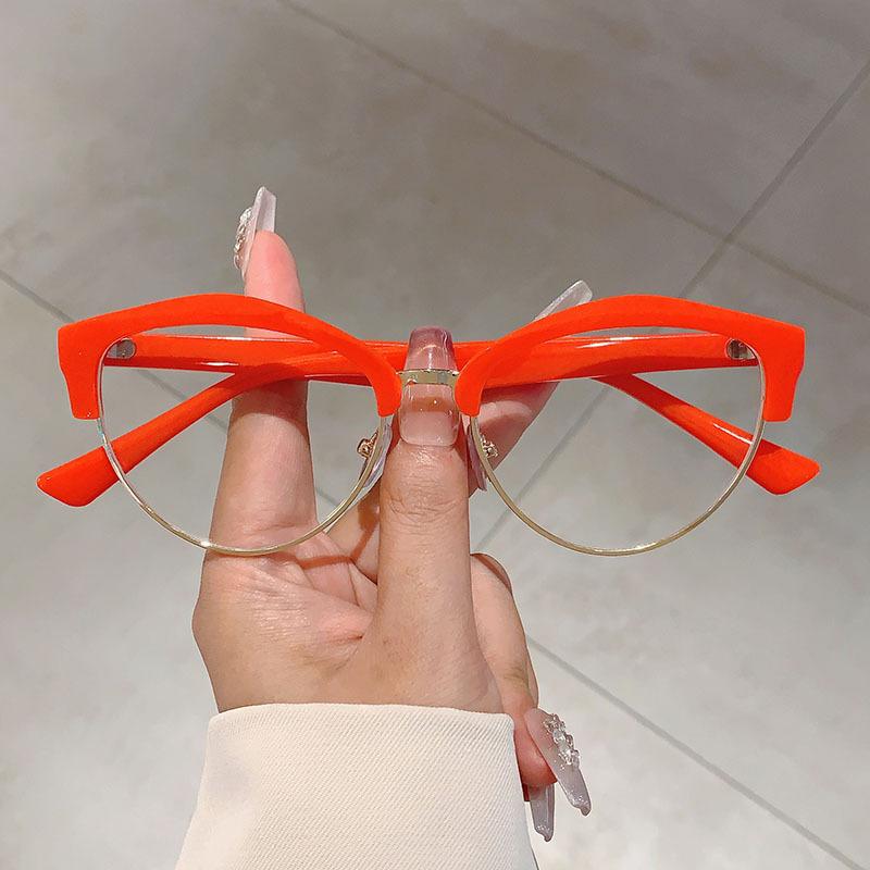 Vintage Anti Blue Light Blocking Optical Cat Eye Glasses Myopia Prescription Women Luxury Brand Designer Metal Eyewear Big Frame