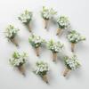 10Pieces /lot Artificial Flowers Wedding Groom Brother Father Boutonnieres Men Buttonholes Corsage Wedding Flower Party Decoration (White Baby