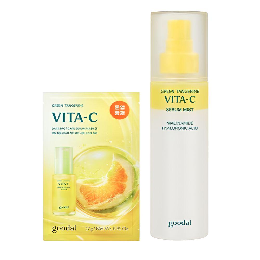 Goodal Green Tangerine Vita C Serum Mist Brightening Hydrating Face Mist 100ml + Mask Pack