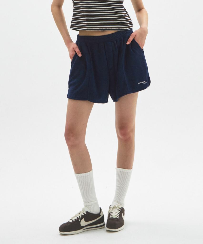 MOONSUN M.C Unisex, Logo Terry Shorts / Navy