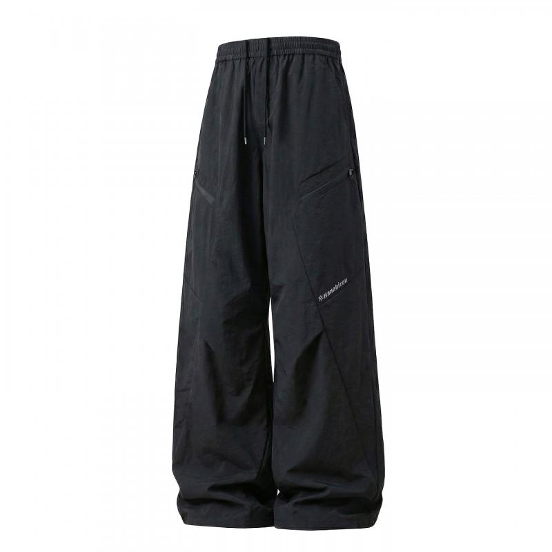 Mens Water-Resistant Outdoor Hiking Pants With Split Pockets Loose Straight Fit Casual Trousers