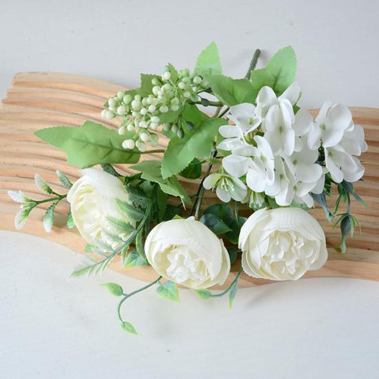 Artificial Peony Flower Bouquet Faux Silk Flower with Hydrangeas And Eucalyptus Leaves for Vase Floral Arrangements Table Centerpiece Wedding Party