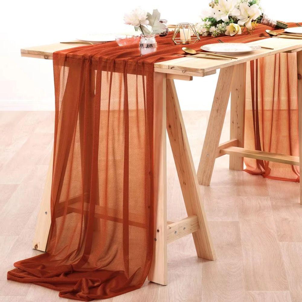Chiffon Sheer Chiffon Table Runner Reusable Wedding Table Runner  Dinning Table