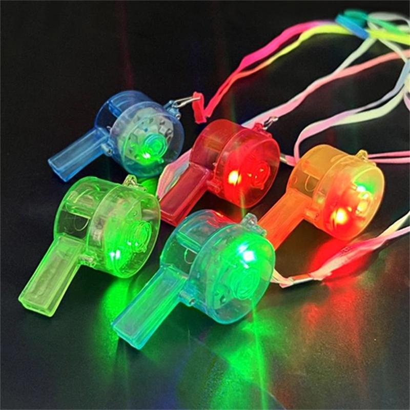 Vibranted LED Light Up Whistles 6 Pack Plastic Cheering Tools for Night Event Festival Celebration