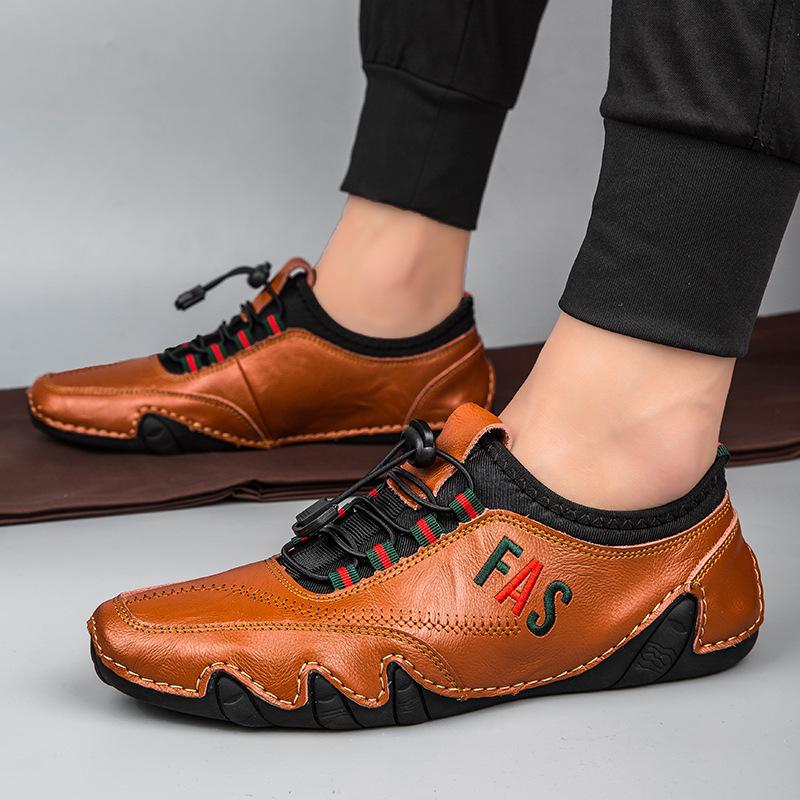 Men's Plus Size Casual Leather Moccasins: Spring/Summer British Style in Cowhide