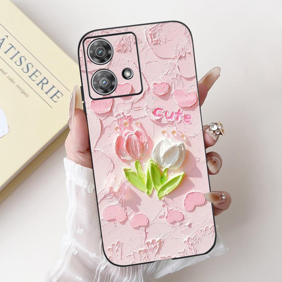 

For Motorola Edge 40 Neo / Edge 40 5G Phone Case Back Cover Soft Matte Silicone Slim Fundas Lovely Panda Rabbit Flower Cartoon Edge 40 5G
