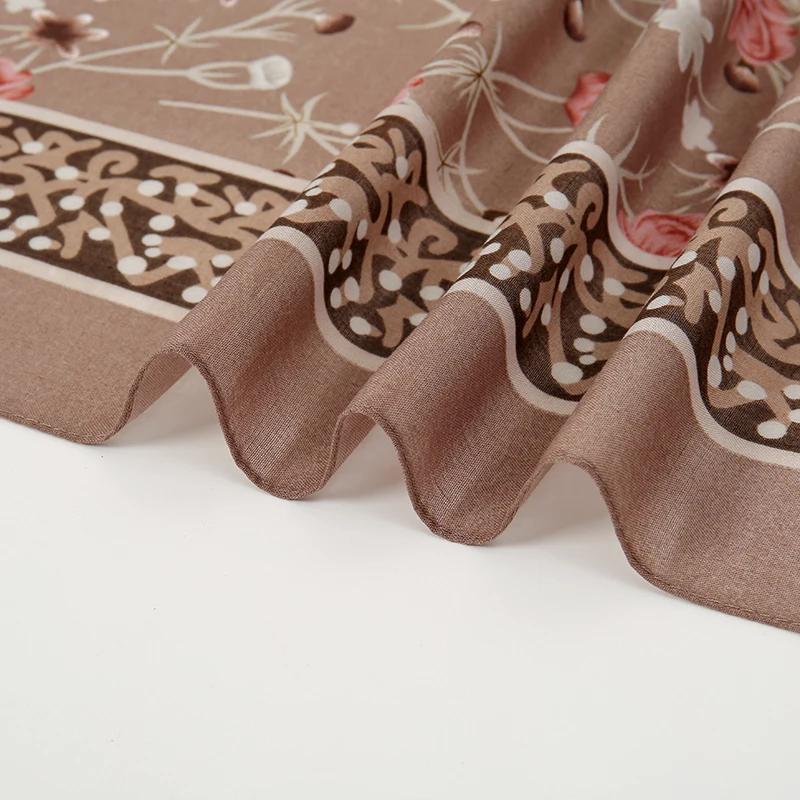 110*110cm New Cotton Linen Square Scarf Women Kerchief Flower Print Neckerchief Scarves Headwrap Bandanas Hairband Headbands