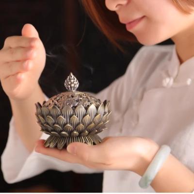Domowy Metalowy Antyczny Brązowy Lotosowy Kadzielniczka Do Oddawania Czci Buddzie Drzewo Sandałowe Dekoracja Ceremonii Herbacianej Talerzyk na Kadzidło Kadzielniczka