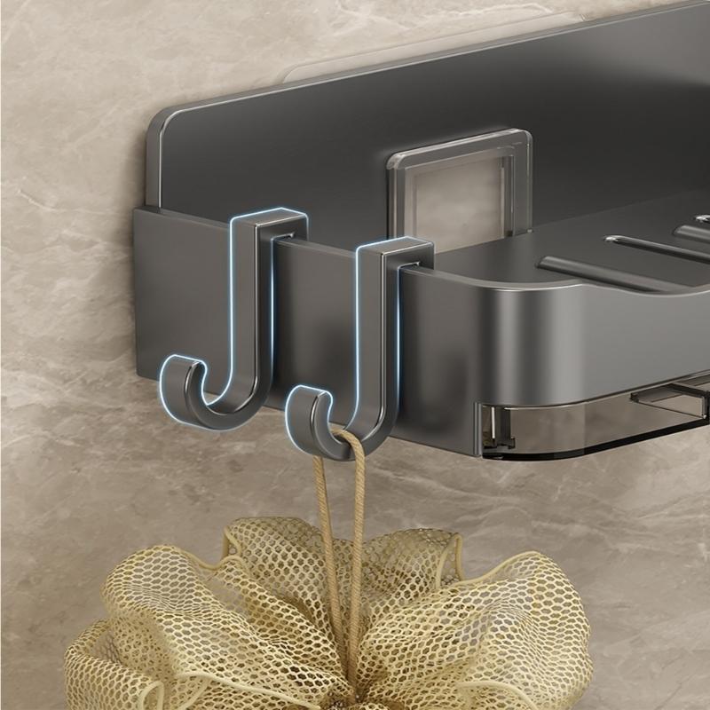 2PCS Wall Mounted Soap Dish Holder With Drainage Holes Nondrill Design For Shower Kitchen Bathroom Soap Storage Holder