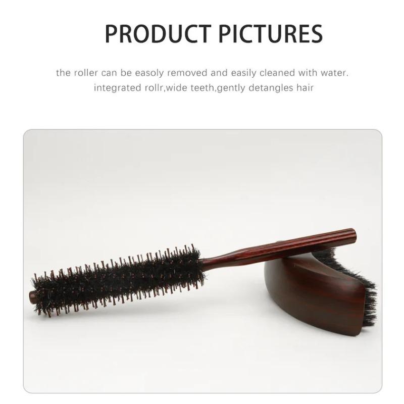 3 Types Straight Twill Hair Comb Natural Boar Bristle Rolling Brush Round Barrel Blowing Curling DIY Hairdressing Styling Tool