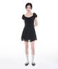Alkialka Puff Chiffon Mini Dress (Black)