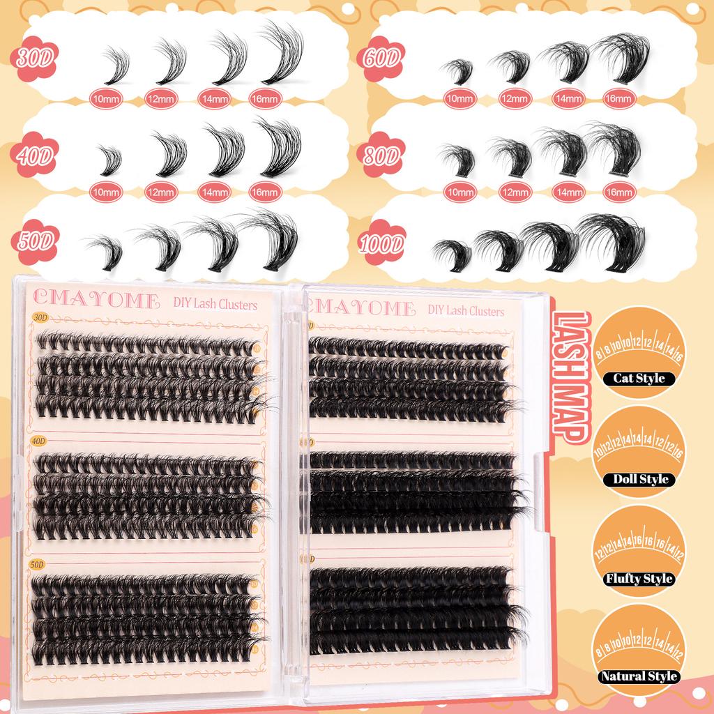 384 Tufts False Eyelashes Set 10-16Mmdiy Segmented D Song Thick Single Tufts Eyelashes