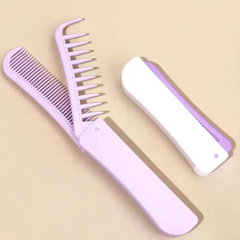 Portable Travel Folding 2-in-1 Brush Anti-static Styling Comb Professional Hair Styling Tool Special For Real Hair Wigs