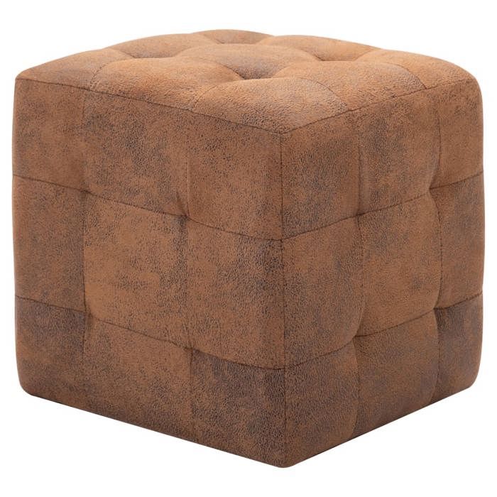 VidaXL 2 Pcs Poufs Brown 30 X 30 X 30 Cm Suede Faux Leather