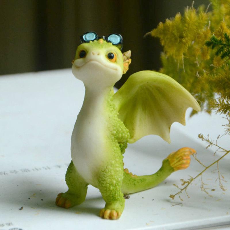 Adorable Cartoon Dragon Resin Ornament - Dinosaur Figure Gift for Friends & Teachers