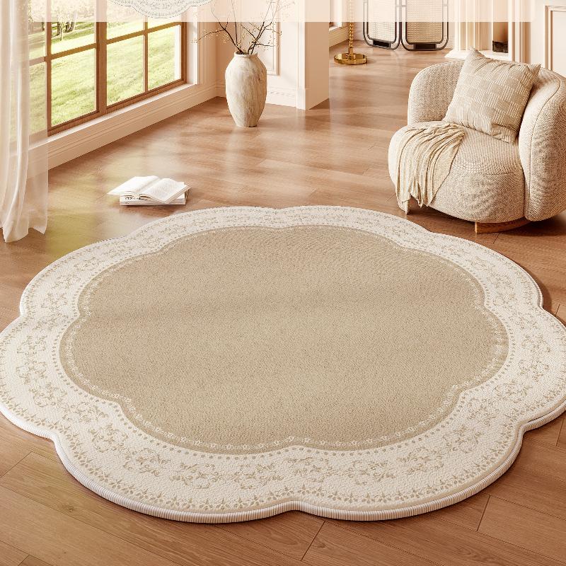 Cream Style Carpets for Living Room Flowers Bedroom Decor Carpet Fluffy Soft Green Irregular Lounge Rug Home Thicken Floor Mat
