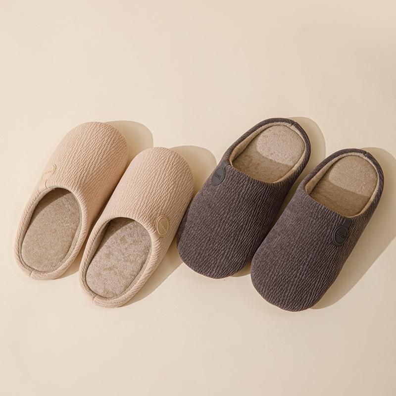 Japanese-style home cotton slippers autumn and winter 2025 new indoor floor non-slip and warm simple couple cotton mop