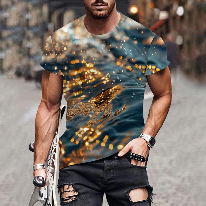 European and American Cross-border Summer Men's T-shirt 3D Digital Printing Short Sleeve LiExpress